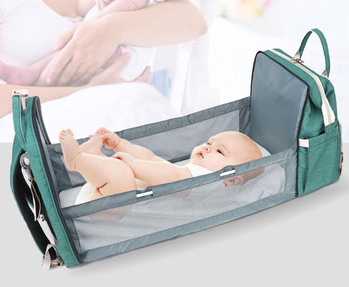 2020 innovador diseño 2 en 1 pañal bolsa mochila & cuna de bebé